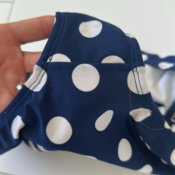 Cat & Jack One Piece Navy Blue & White Polka Dot Bathing Suit Size 10/12 - Picture 3 of 6